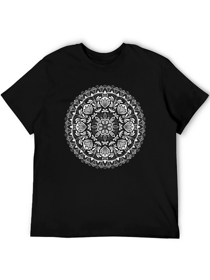 Black Mandala T-Shirt - Artistic Floral Design