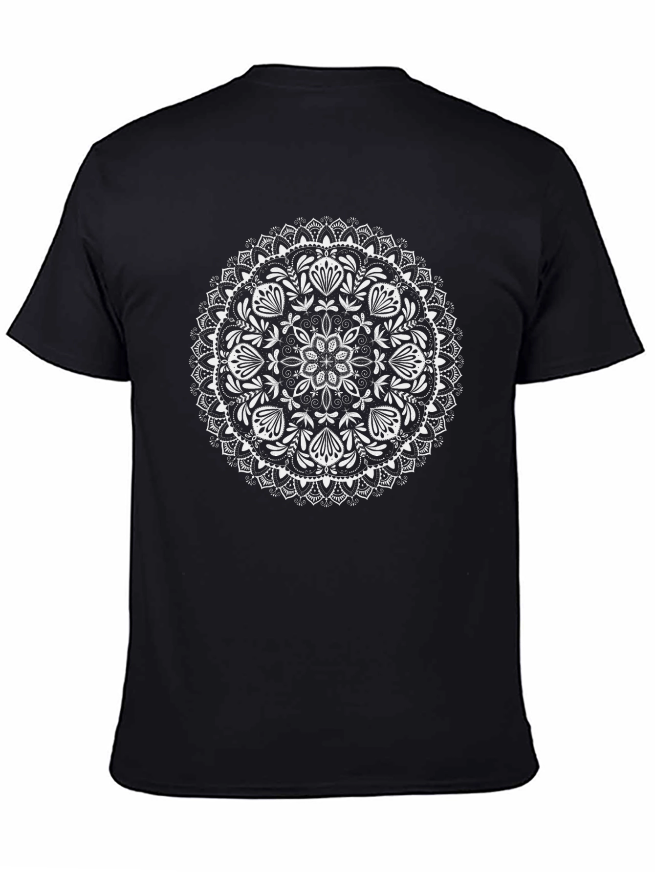 Black Mandala T-Shirt - Artistic Floral Design