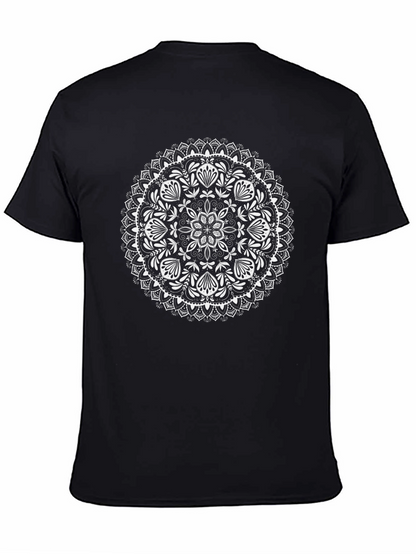 Black Mandala T-Shirt - Artistic Floral Design