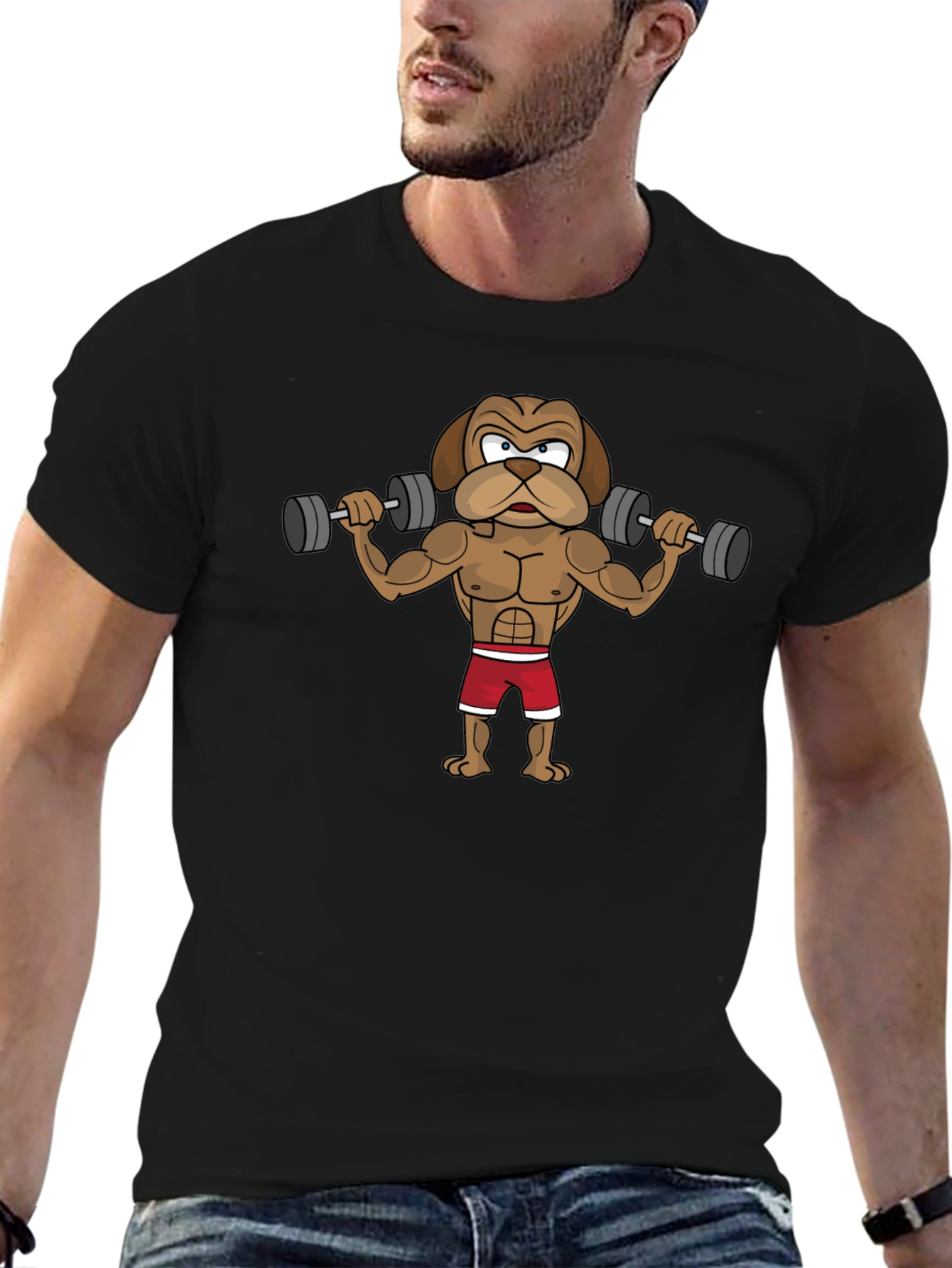 Workout Dog Graphic Tee - Black