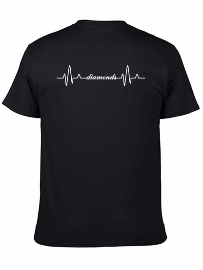 Diamonds Heartbeat Graphic Black T-Shirt