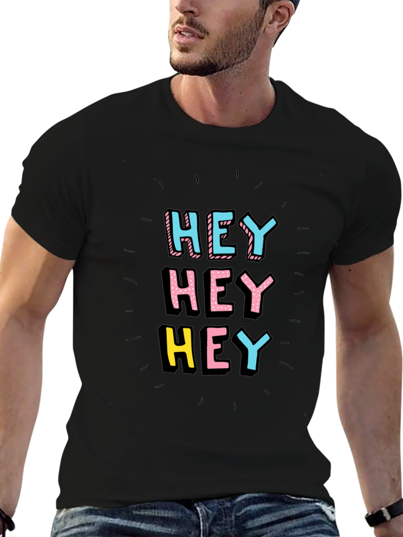 Hey Graphic Tee - Black Short Sleeve Shirt