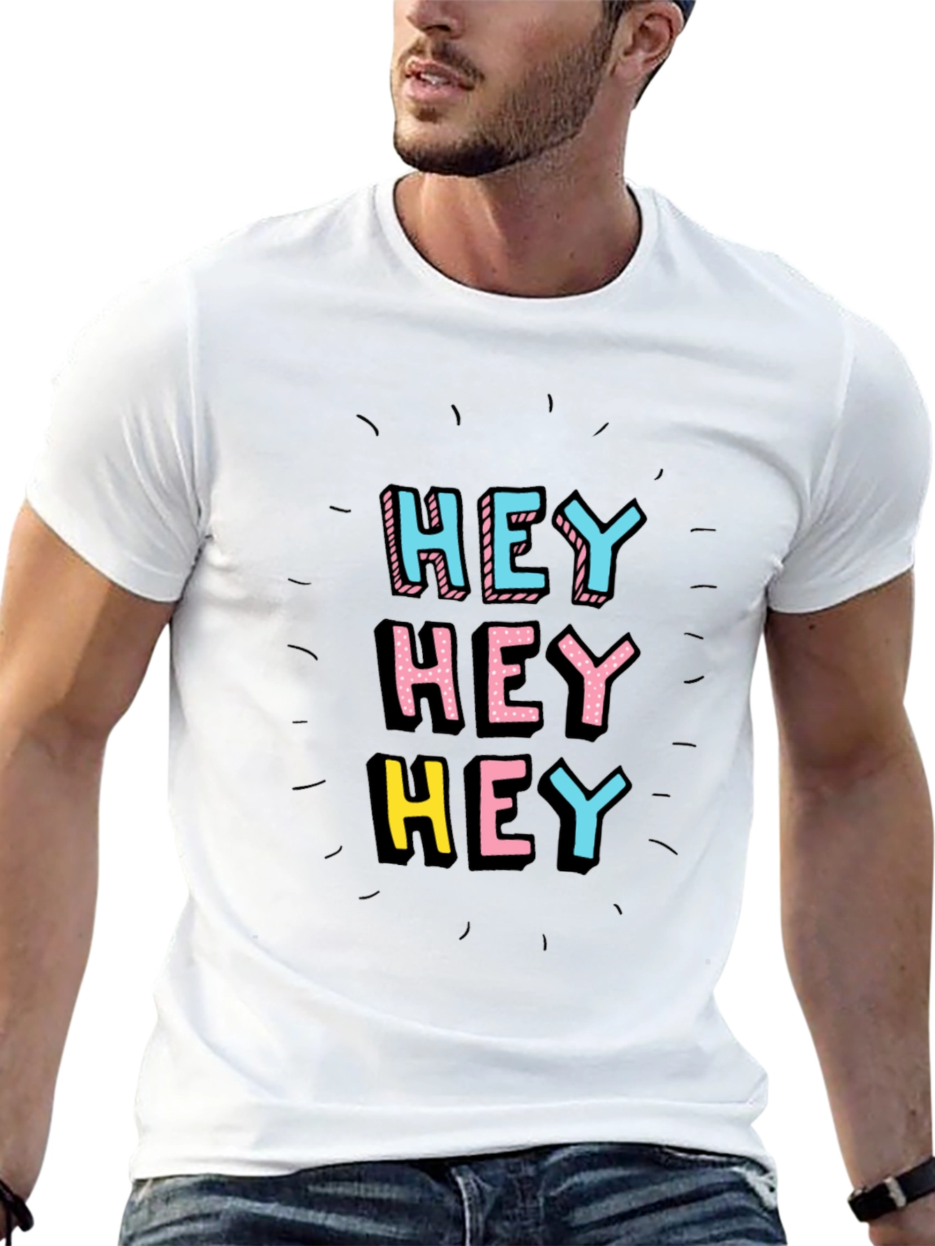 Hey Graphic Tee - Black Short Sleeve Shirt