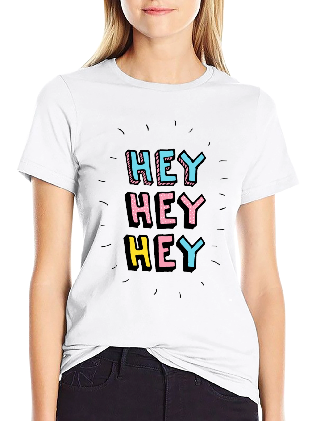 Hey Graphic Tee - Black Short Sleeve Shirt