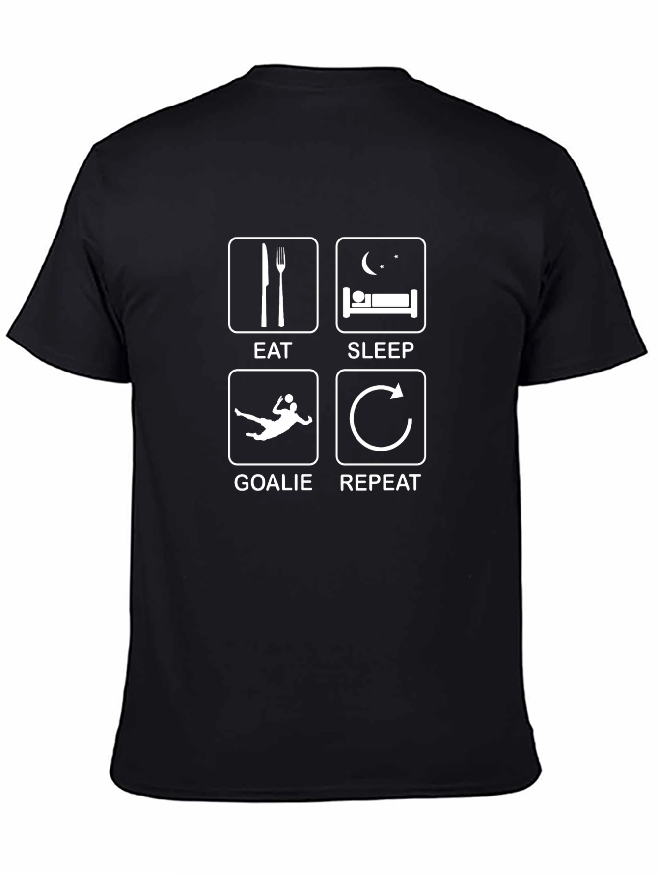 Eat Sleep Goalie Repeat Black Graphic T-Shirt