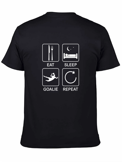 Eat Sleep Goalie Repeat Black Graphic T-Shirt