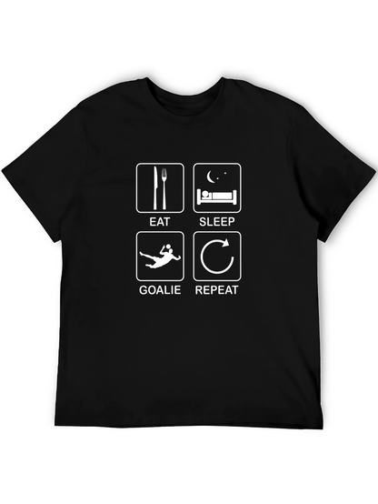Eat Sleep Goalie Repeat Black Graphic T-Shirt