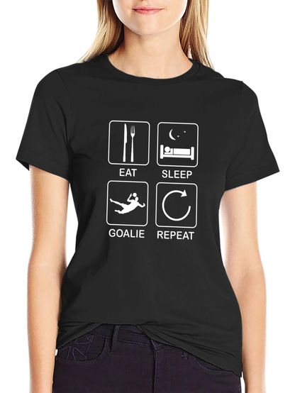 Eat Sleep Goalie Repeat Black Graphic T-Shirt
