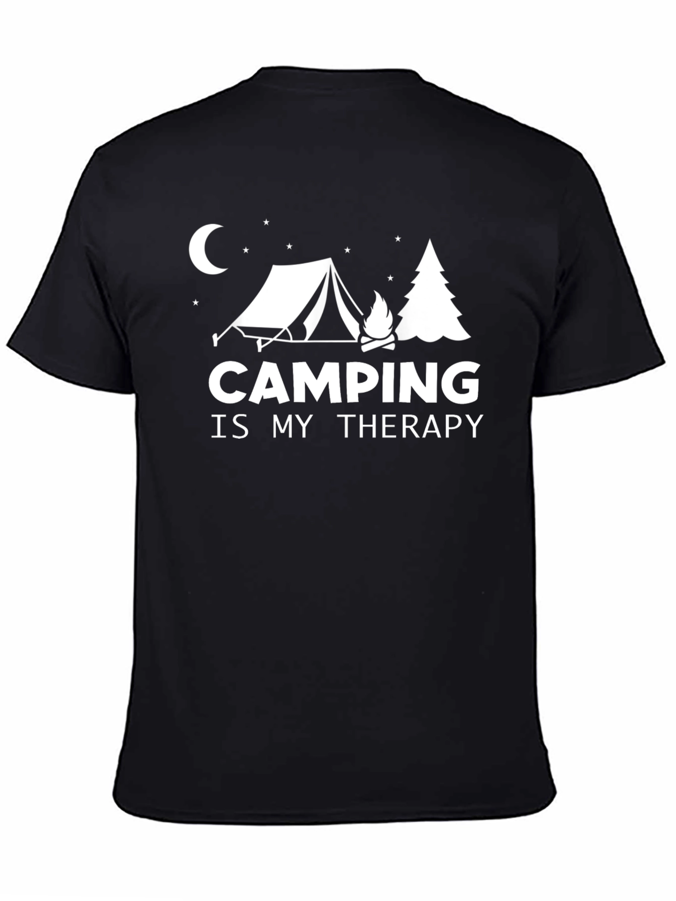 Camping Is My Therapy Graphic Tee - Black