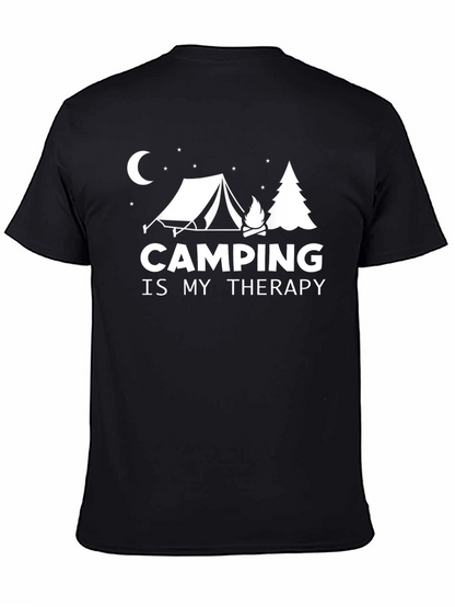 Camping Is My Therapy Graphic Tee - Black