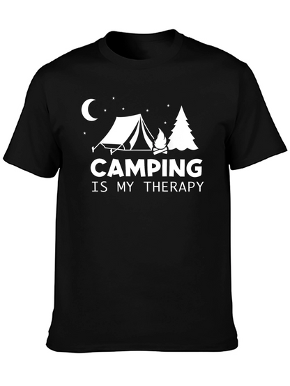 Camping Is My Therapy Graphic Tee - Black