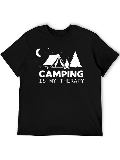 Camping Is My Therapy Graphic Tee - Black