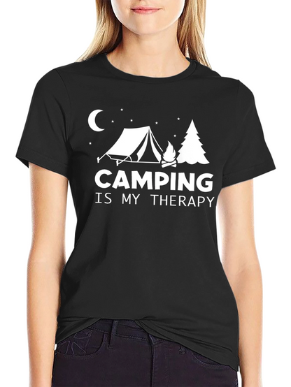 Camping Is My Therapy Graphic Tee - Black