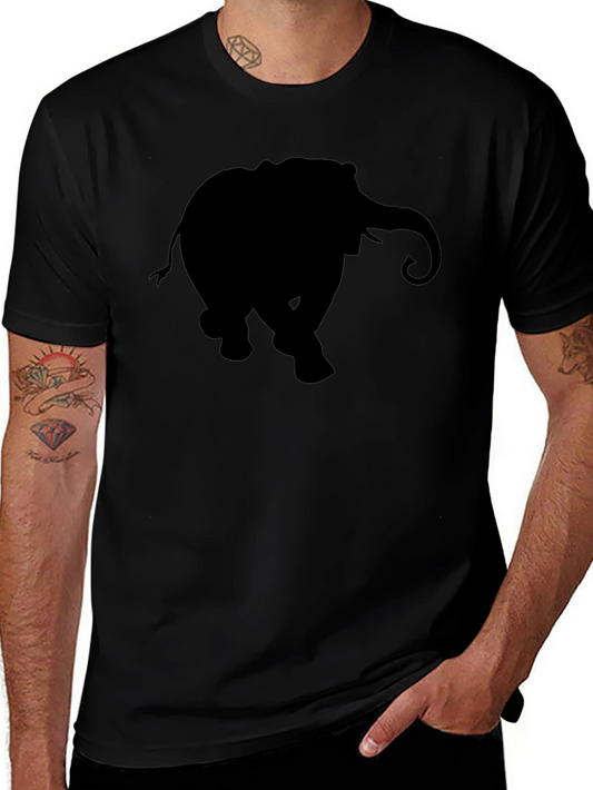 Elephant Silhouette Graphic Tee - Classic Black