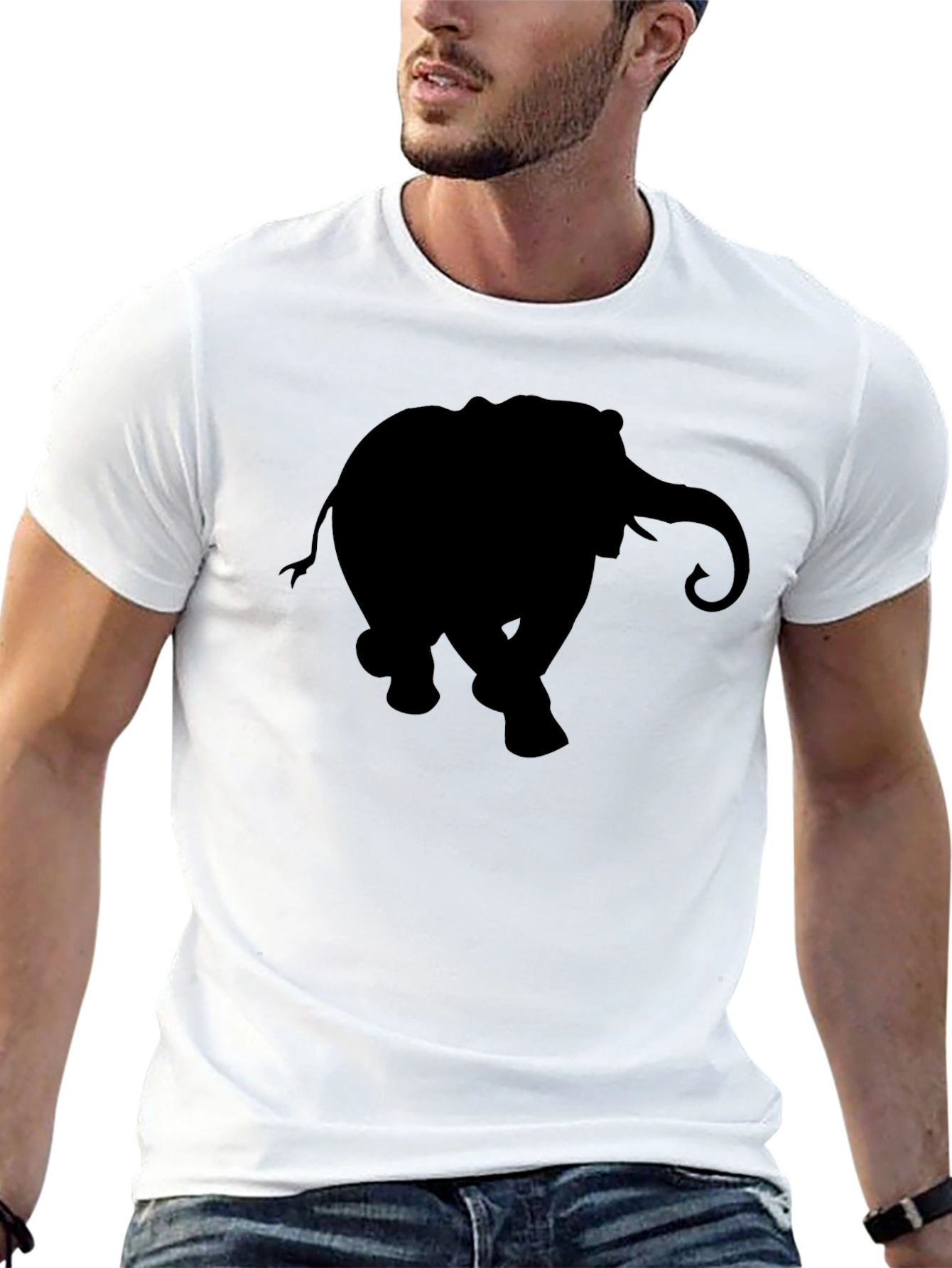 Elephant Silhouette Graphic Tee - Classic Black