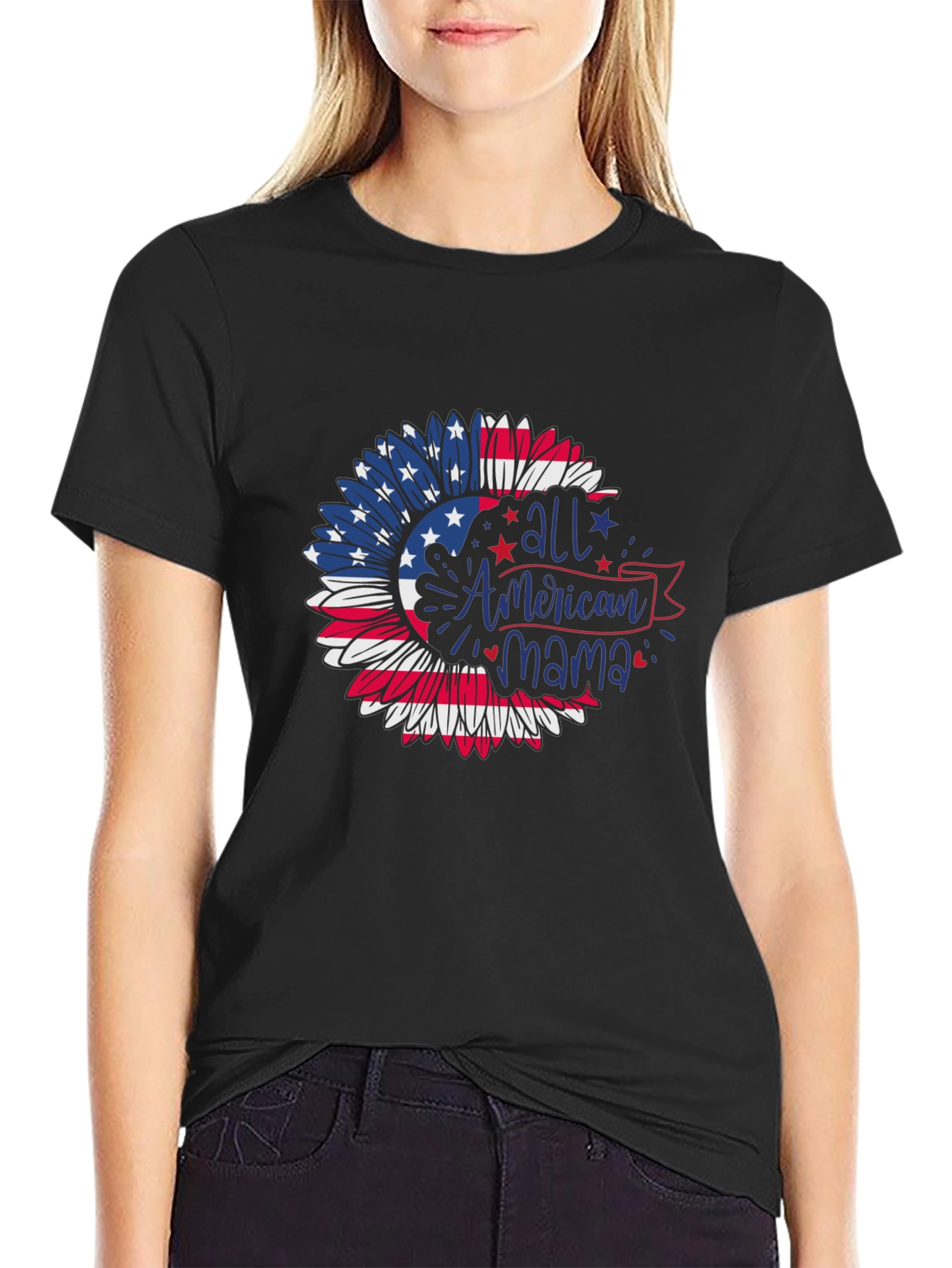 American Mama Patriotic Sunflower T-Shirt