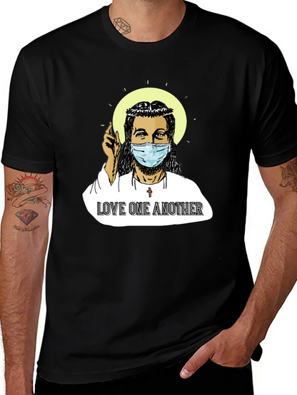 Masked Jesus Graphic T-Shirt - Love One Another