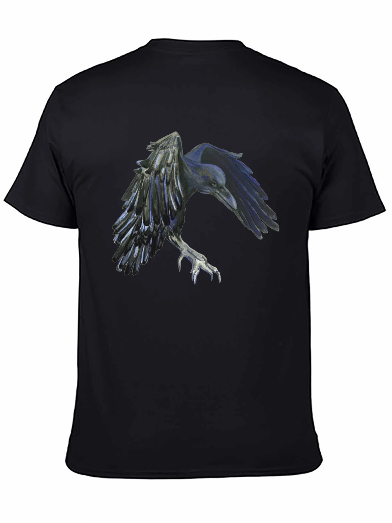Raven Graphic Tee - Black Cotton Short Sleeve