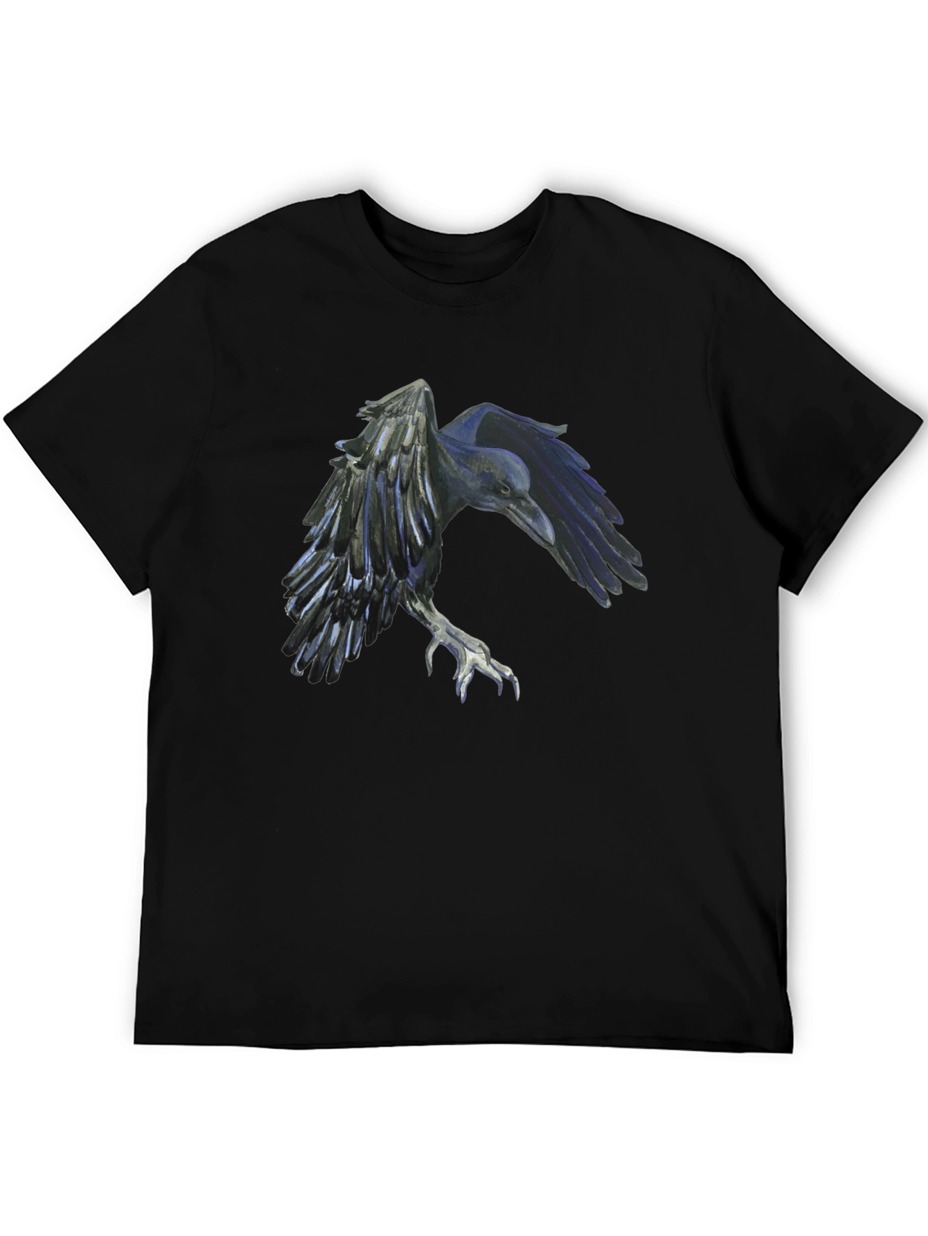 Raven Graphic Tee - Black Cotton Short Sleeve