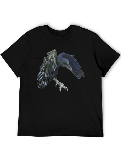Raven Graphic Tee - Black Cotton Short Sleeve