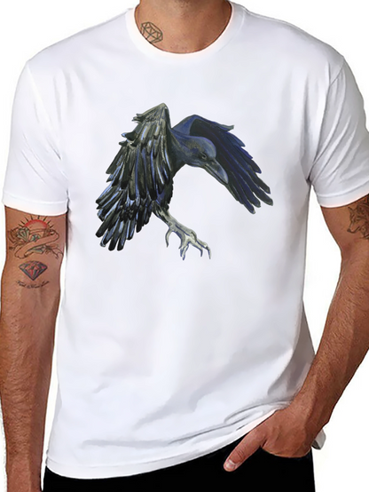 Raven Graphic Tee - Black Cotton Short Sleeve