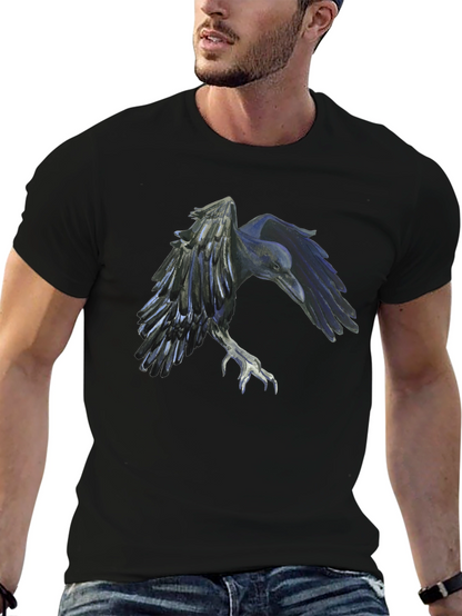 Raven Graphic Tee - Black Cotton Short Sleeve