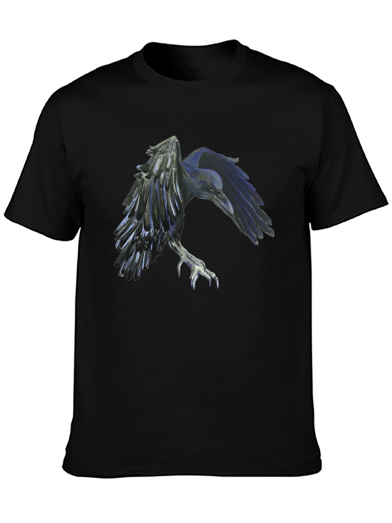 Raven Graphic Tee - Black Cotton Short Sleeve