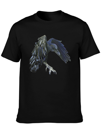 Raven Graphic Tee - Black Cotton Short Sleeve