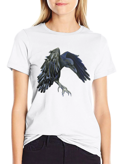 Raven Graphic Tee - Black Cotton Short Sleeve