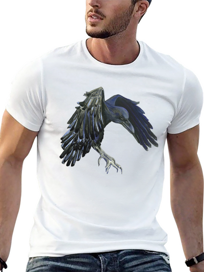 Raven Graphic Tee - Black Cotton Short Sleeve