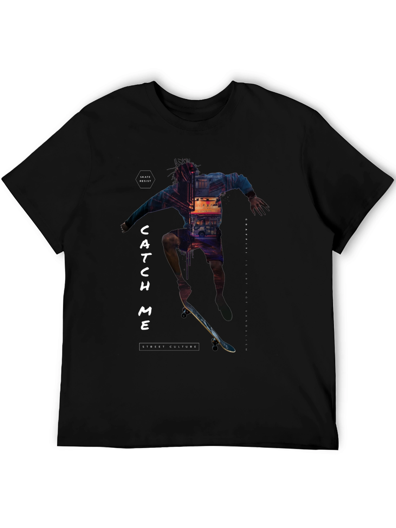 Skate Culture T-Shirt - Catch Me Black Tee