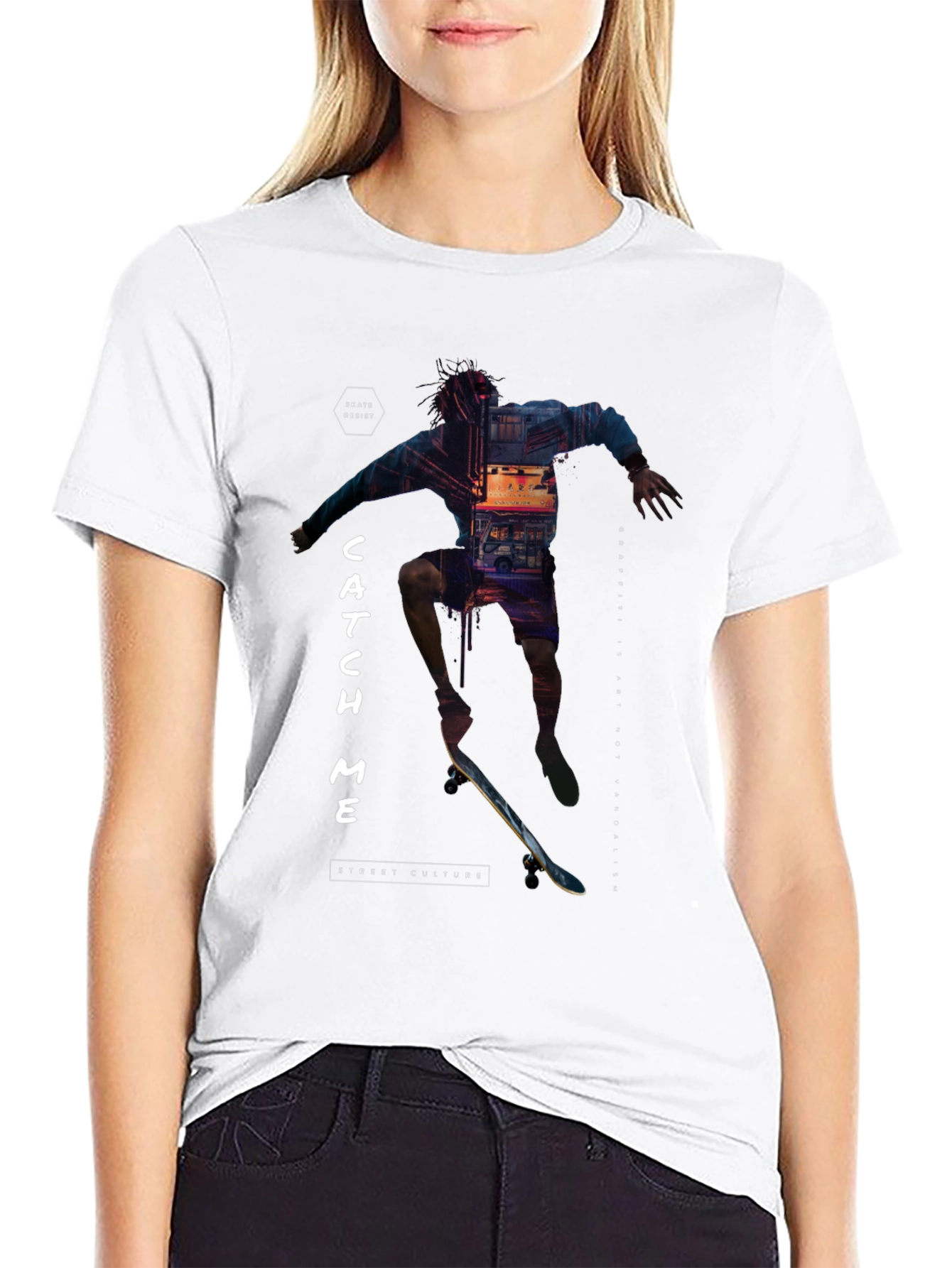 Skate Culture T-Shirt - Catch Me Black Tee