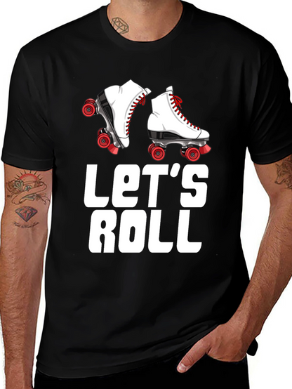 Lets Roll Retro Roller Skate Graphic Tee