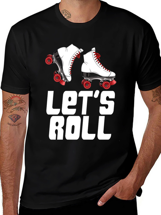 Lets Roll Retro Roller Skate Graphic Tee