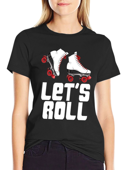 Lets Roll Retro Roller Skate Graphic Tee