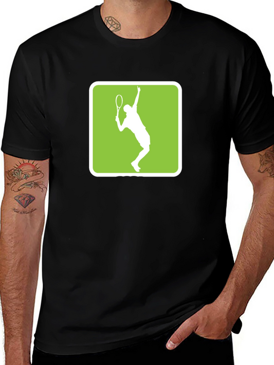 Tennis Player Graphic Tee - Black Cotton