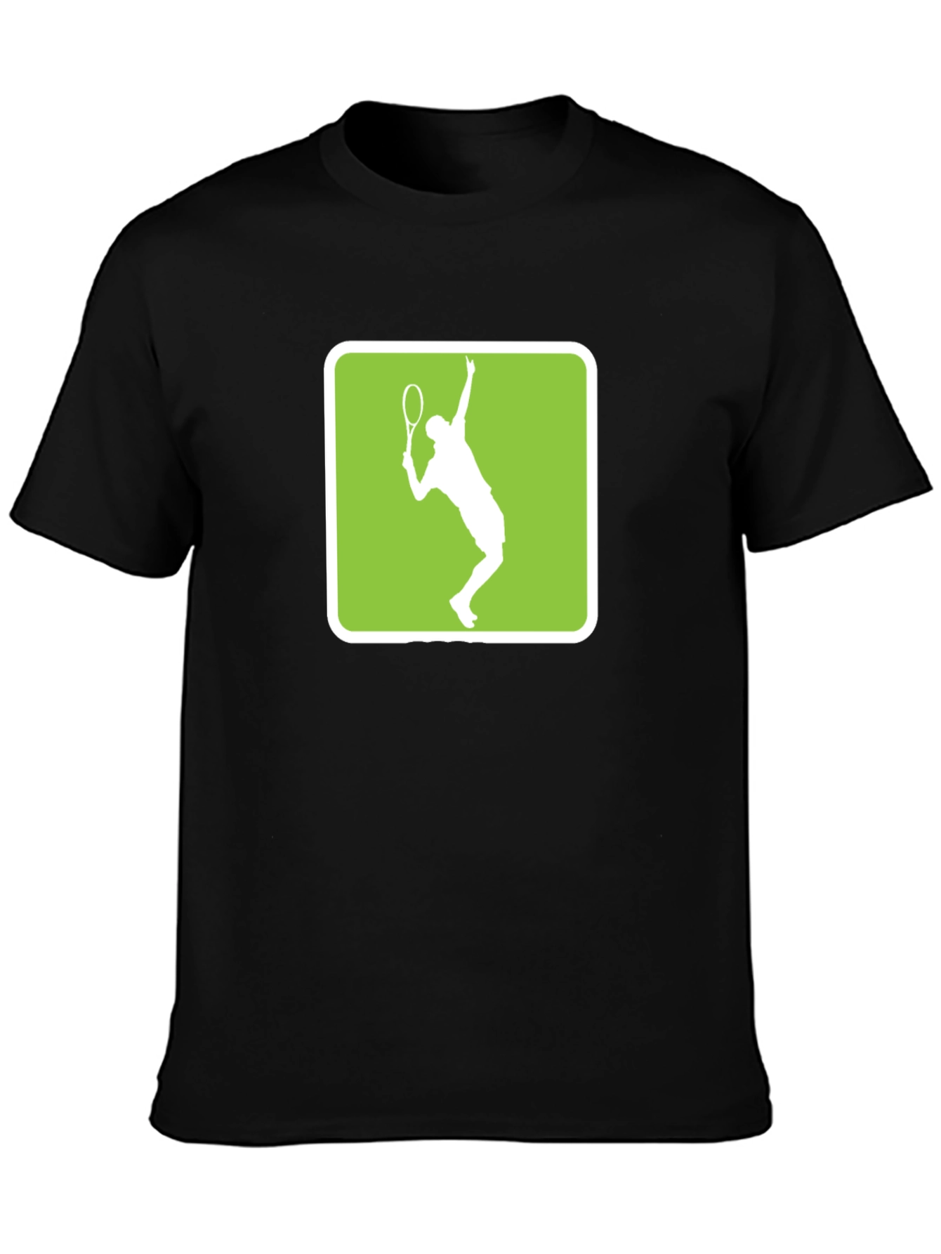 Tennis Player Graphic Tee - Black Cotton