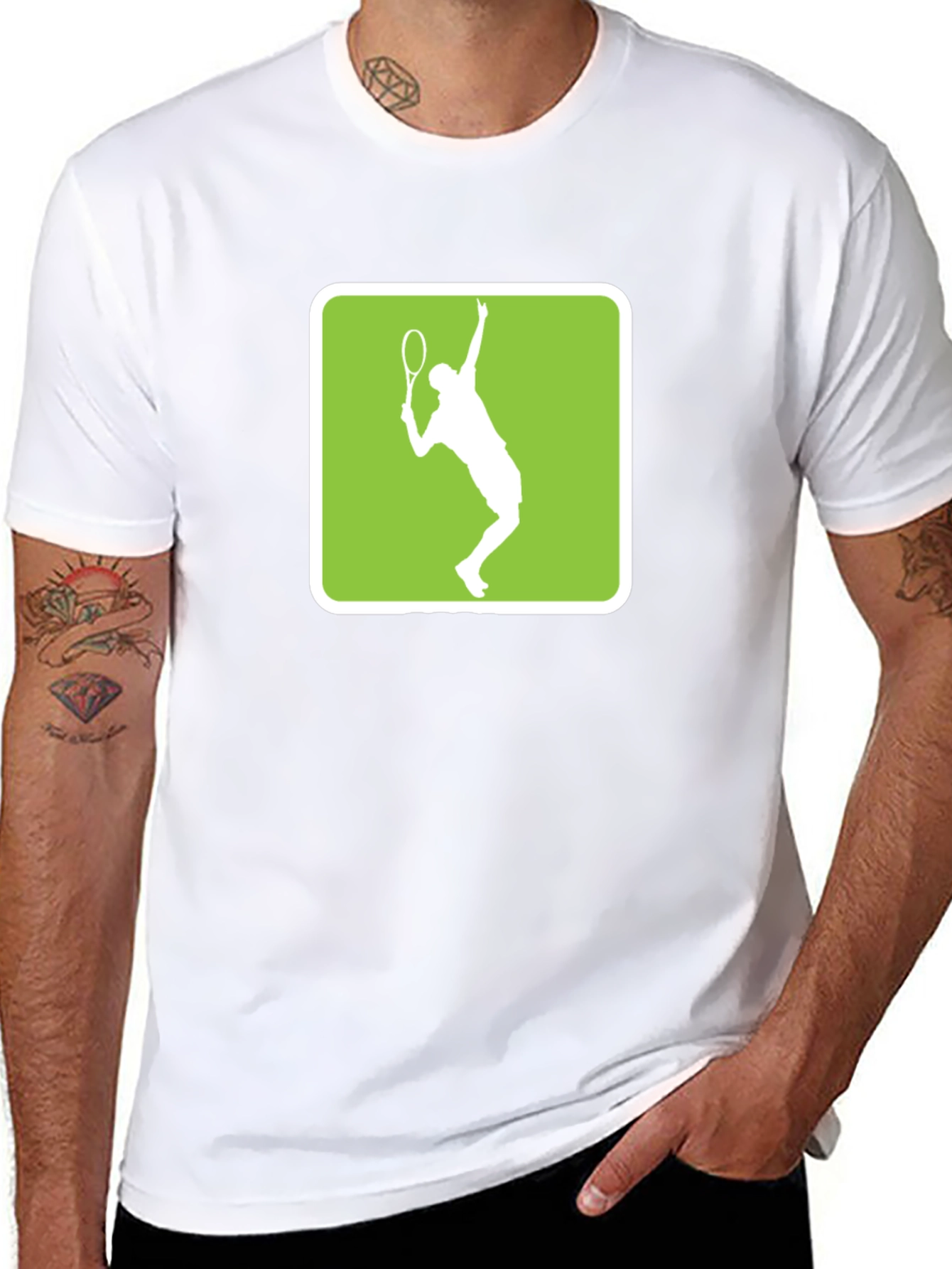 Tennis Player Graphic Tee - Black Cotton