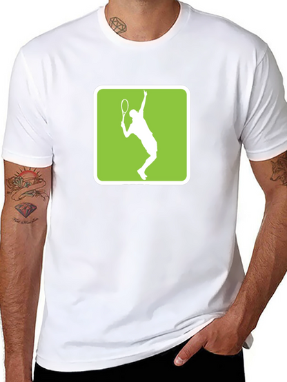 Tennis Player Graphic Tee - Black Cotton