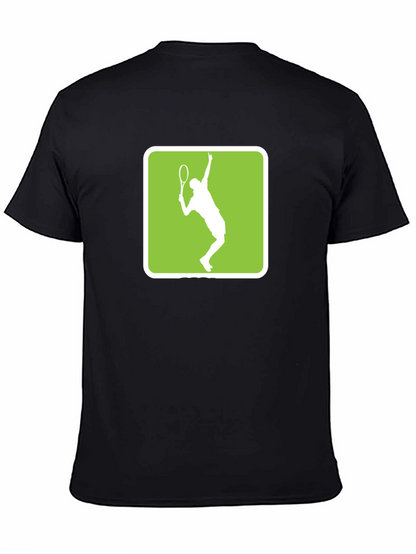 Tennis Player Graphic Tee - Black Cotton