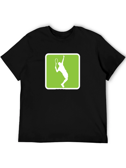 Tennis Player Graphic Tee - Black Cotton