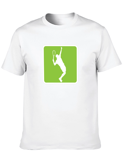 Tennis Player Graphic Tee - Black Cotton