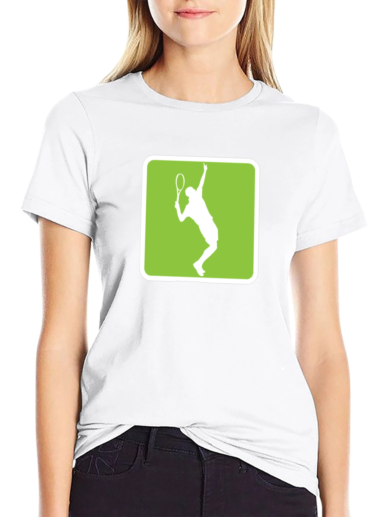 Tennis Player Graphic Tee - Black Cotton