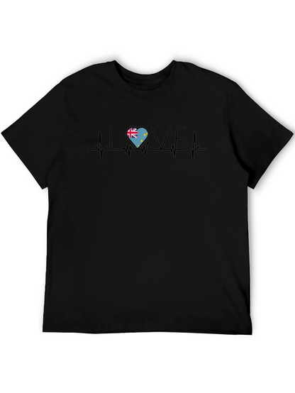 Tuvalu Flag Heartbeat Love T-Shirt