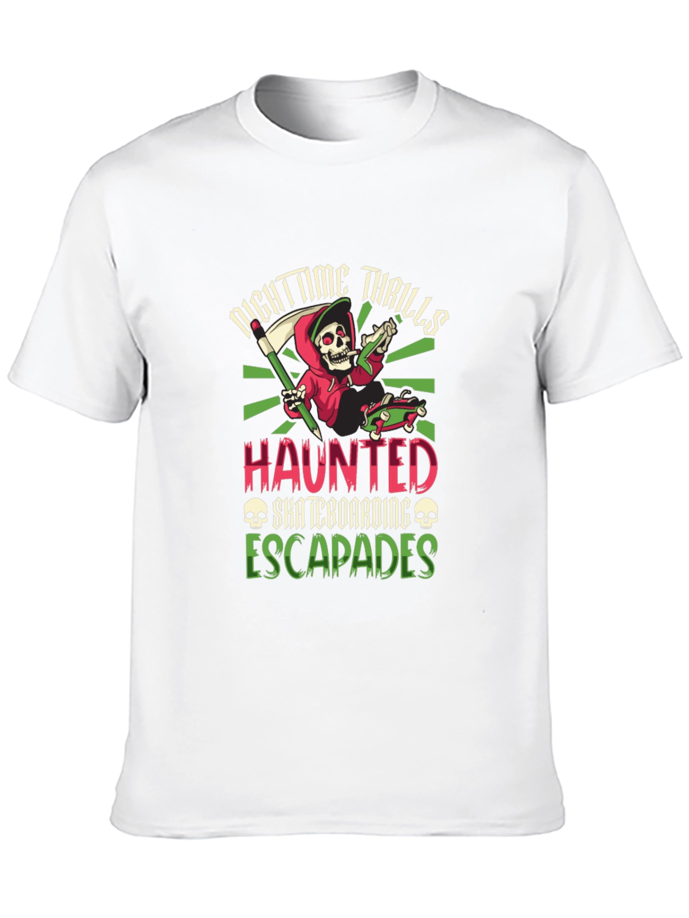 Nighttime Thrills Haunted Skateboarding Escapades T-Shirt