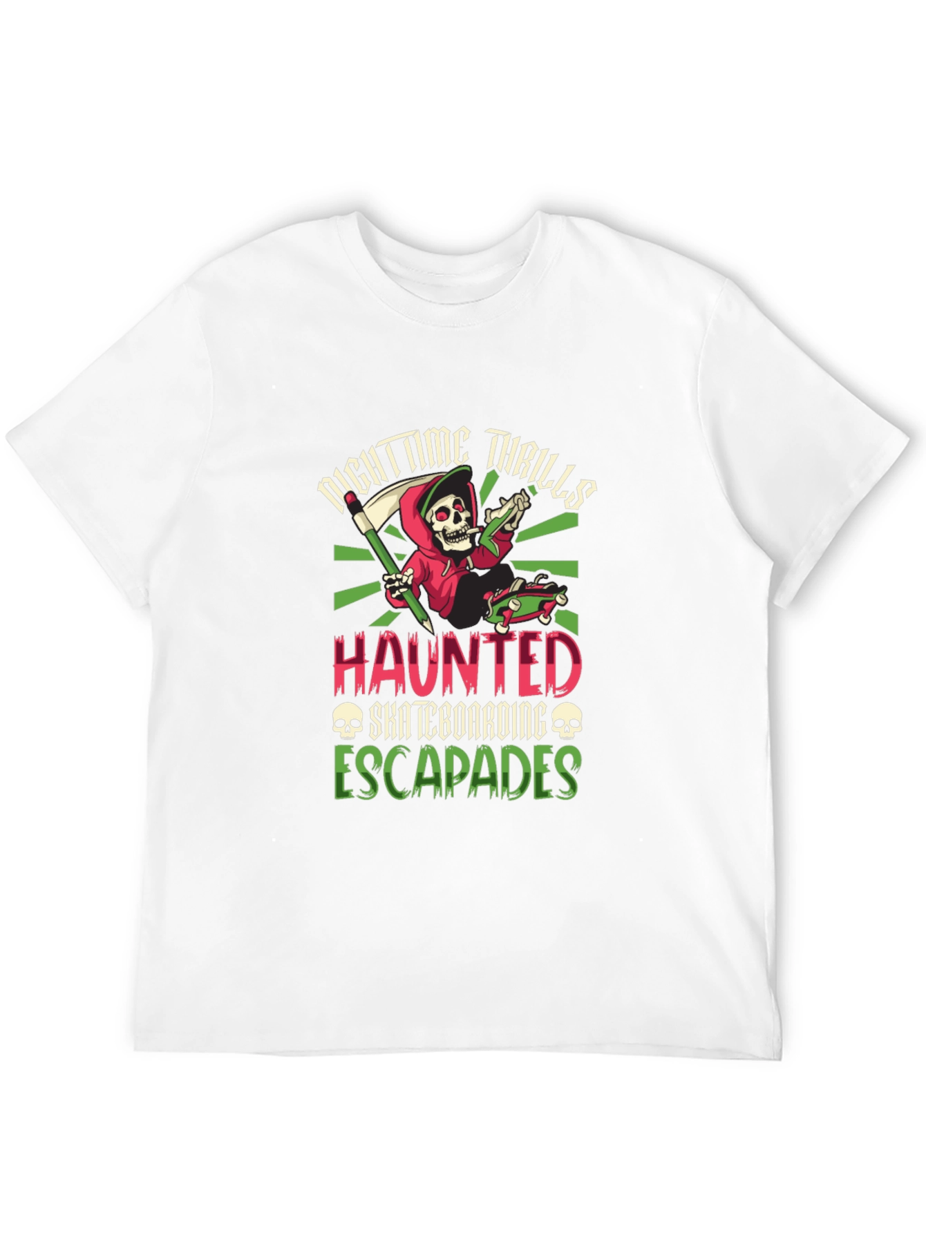 Nighttime Thrills Haunted Skateboarding Escapades T-Shirt