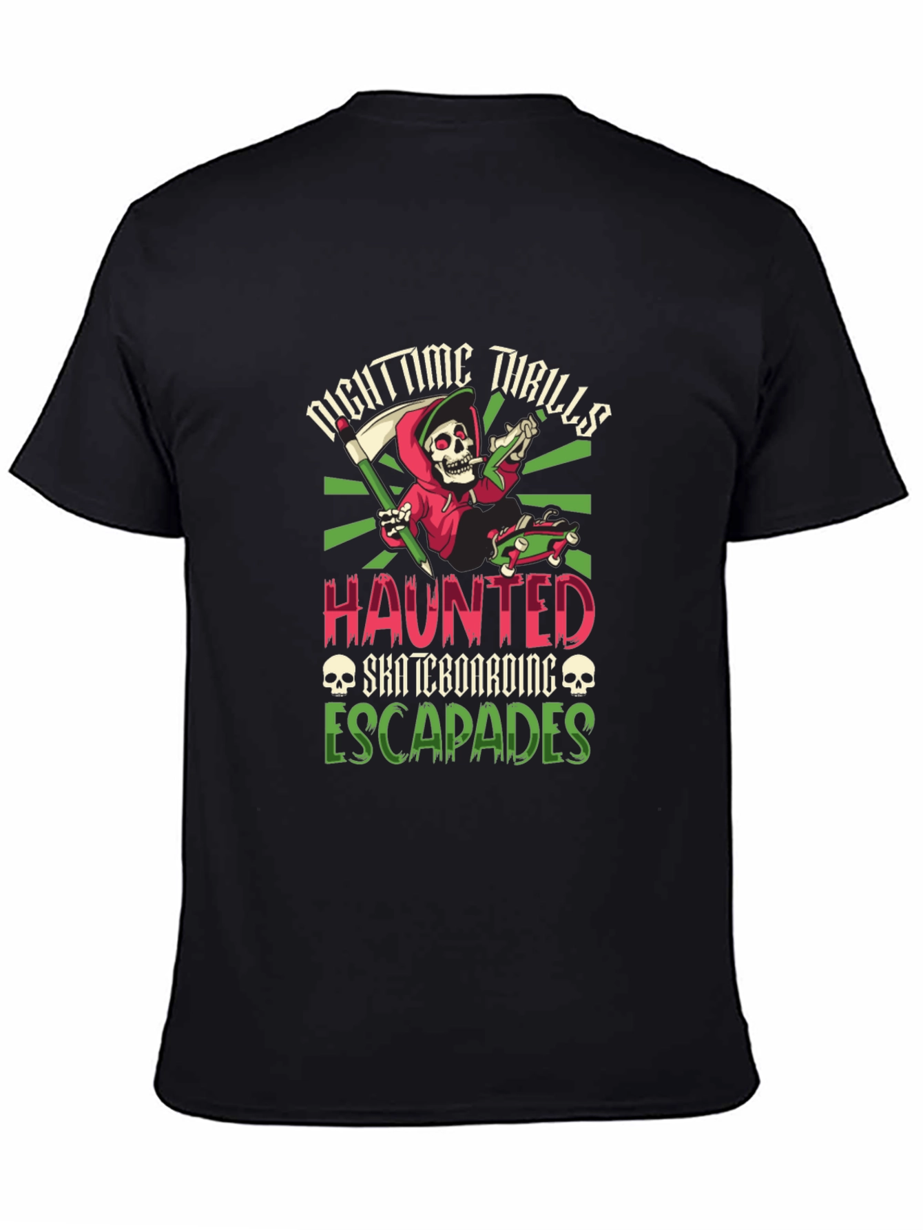 Nighttime Thrills Haunted Skateboarding Escapades T-Shirt