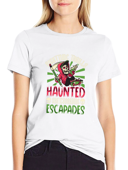 Nighttime Thrills Haunted Skateboarding Escapades T-Shirt