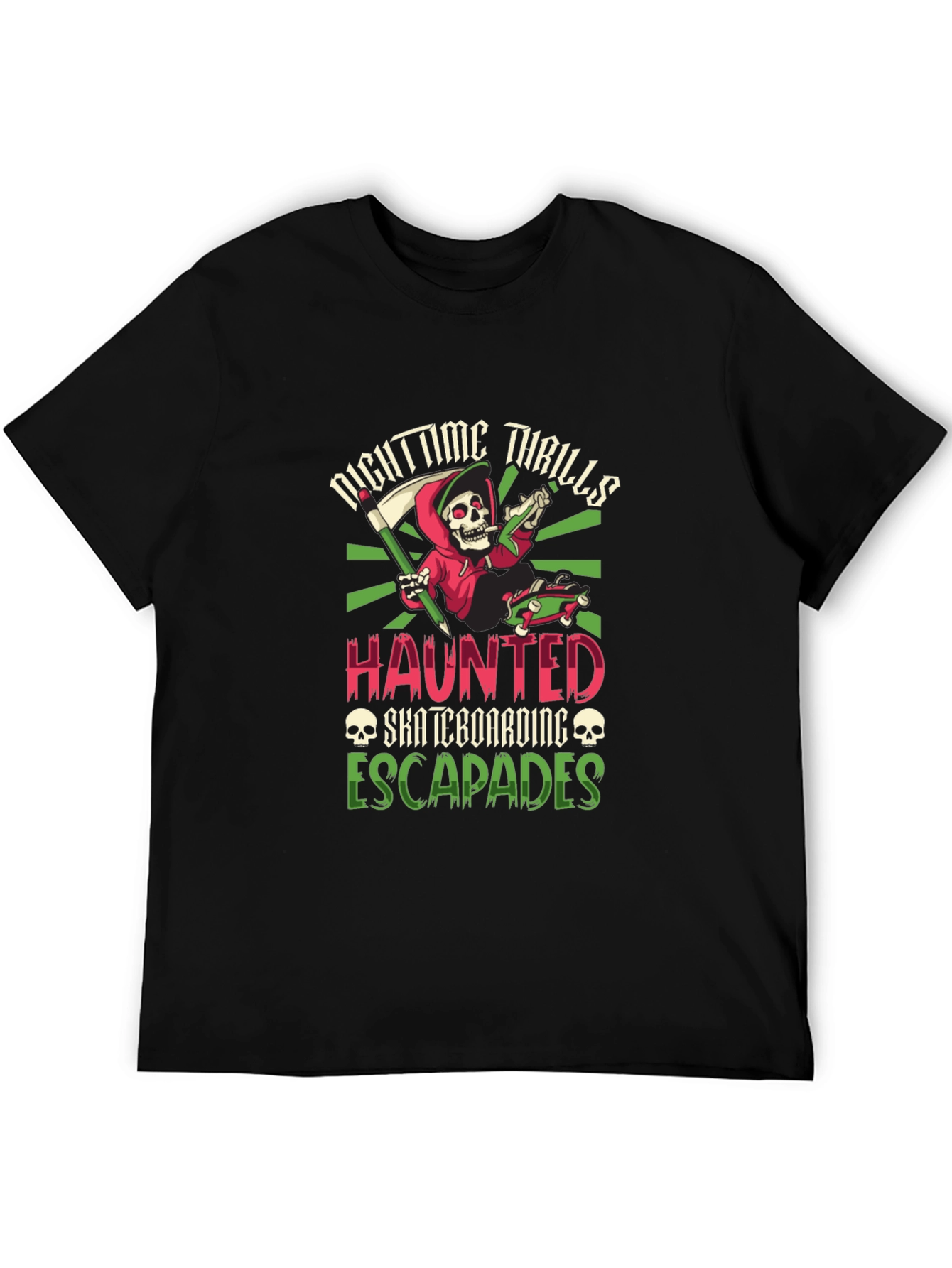 Nighttime Thrills Haunted Skateboarding Escapades T-Shirt