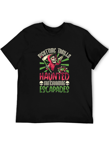 Nighttime Thrills Haunted Skateboarding Escapades T-Shirt
